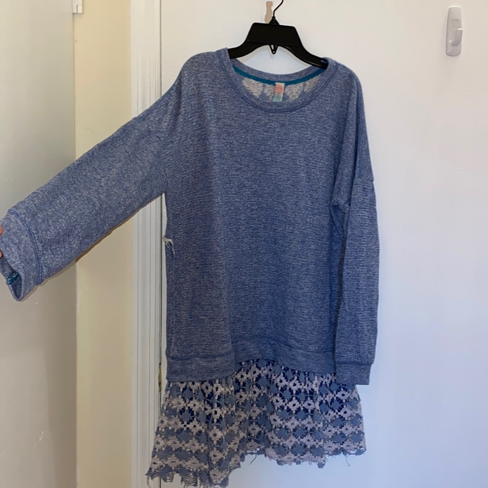 Free People blue sweatshirt dress. Doubles as beach cover up. Size S.